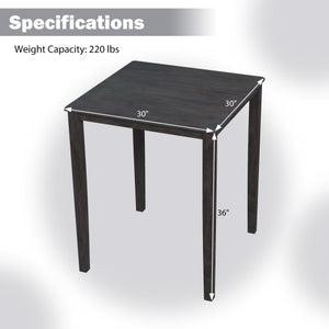 Square Dining Table with Solid Wood Frame for 4-Person-Gray