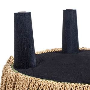 Edward - Round Upholstered Ottoman With Bullion Fringe - Olive Green by Couch.com