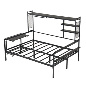 Daybed With Movable Desk, Grid, Shelves And Clothes Hanger by Couch.com