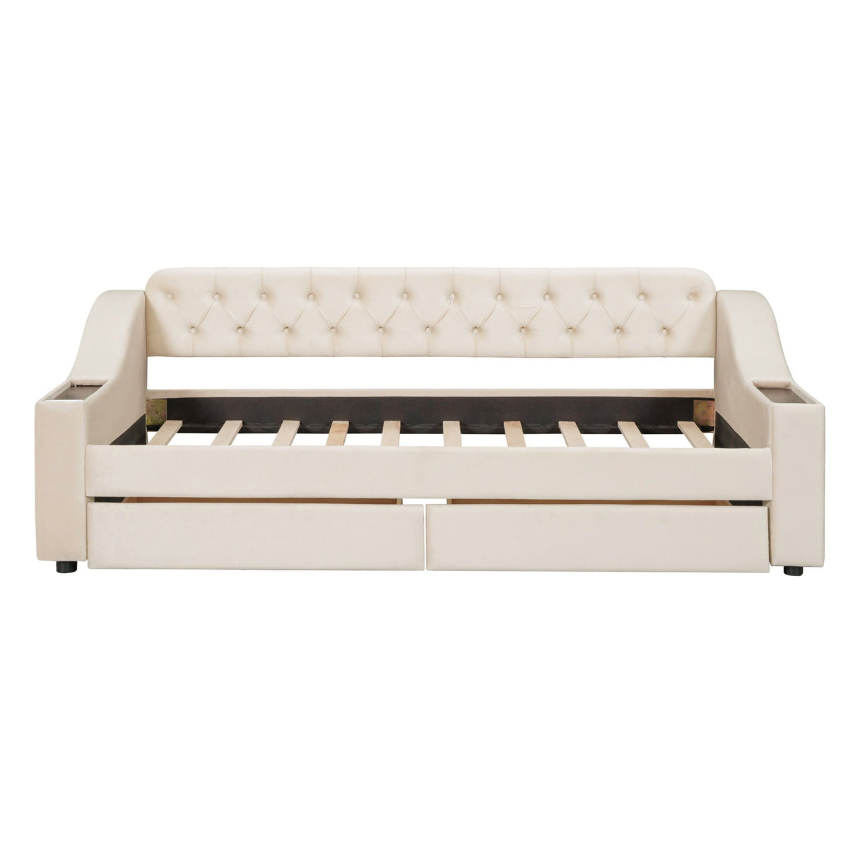 Upholstered Daybed With Storage Armrests And USB Port by Couch.com