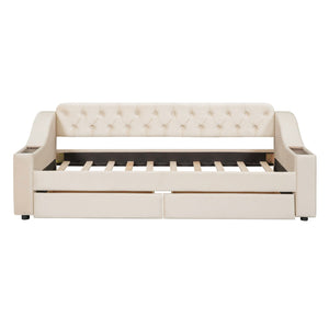 Upholstered Daybed With Storage Armrests And USB Port by Couch.com