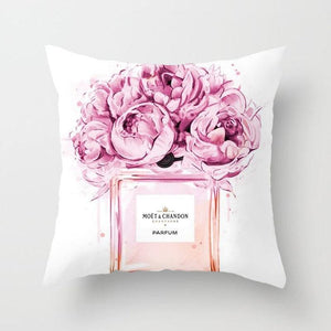 Fancy Theme Pillow Cover Hand Painted Flowers Camera Super Soft Chair Cushion Cover For Home Decoration Pink Flowers Digital Print Pillow Cover Queen Cushion Cover Book Vase Decor Throw Pillow Case Fancy Theme Decorative Accent Pillow 45X45cm