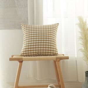 Farmhouse Plaid Striped Linen Cotton Pillow Covers Outdoor Plaid Square Pillow Cushion Case Cotton Linen Throw Pillow Covers Sofa Chair Decorative Cotton Cushions Cover Red Green Blue Pillowcase