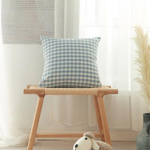 Farmhouse Plaid Striped Linen Cotton Pillow Covers Outdoor Plaid Square Pillow Cushion Case Cotton Linen Throw Pillow Covers Sofa Chair Decorative Cotton Cushions Cover Red Green Blue Pillowcase