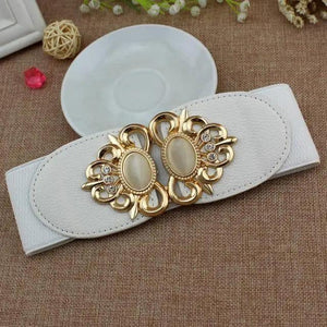 Fashion Black Elastic Waistband One-Piece Dress Women Decorative Belt Elegant Women's Style Party Dress Belts