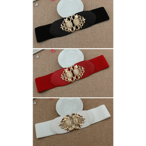 Fashion Black Elastic Waistband One-Piece Dress Women Decorative Belt Elegant Women's Style Party Dress Belts