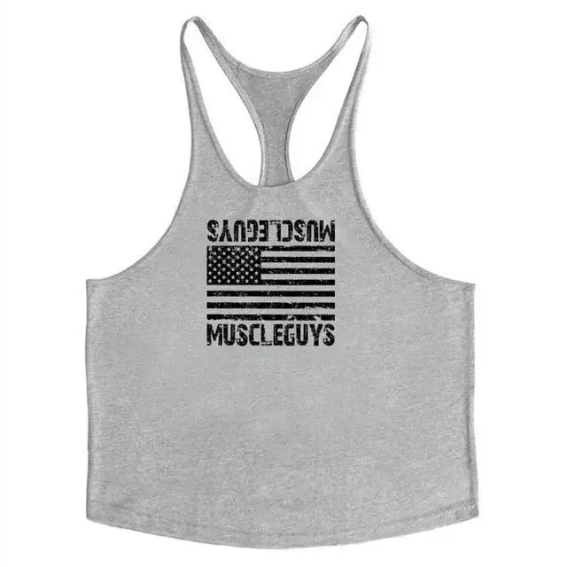 Fashion Bodybuilding Cotton Gym Sleeveless Shirt Men Fitness Vest Modern Singlet Sportswear Workout Tank Top Gym Mens Back Tank Top Vest Muscle Fashion Stringer Clothing Bodybuilding Singlets Fitness Workout Sleeveless Sports Shirt