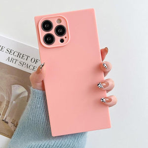 Fashion Candy Color Square Soft Silicone Phone Case For iPhone 13 11 12 Pro Max Bumper Shockproof Cover Square Silicone Camera Case Ultra Thin Lightweight Silky Soft Case Compatible with iPhone