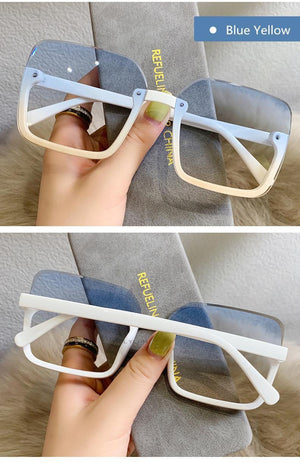 Fashion Design Women Square Sunglasses Big Frame Style Oversized Fashionable Sun Glasses For Men Popular Trendy Style Sunglasses UV400 Protection Sun Glasses