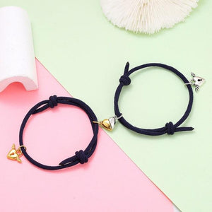 Fashion Matching Couple Bracelet Cute Heart Magnet Valentines Day Heart Ball Mutual Attraction Magnetic Rope Bracelets Magnetic Matching Friendship Rubber Strand Bracelets For Women Teens Couples Relationship Jewelry Gifts