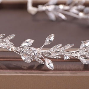 Fashion New Crystal Silver Color Tiara Crowns Leaf Rhinestone Wedding Headbands Hairbands Bridal Women Hair Jewelry Gorgeous Hair Accessories For Women
