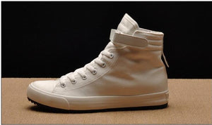 Fashion New Mens Light Breathable Canvas Casual Black White  High Top Solid Color Sneakers Shoes Vulcanized Mens Sports Walking Jogging Non Slip Athletic Sneakers