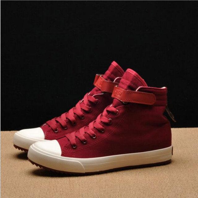 Fashion New Mens Light Breathable Canvas Casual Black White  High Top Solid Color Sneakers Shoes Vulcanized Mens Sports Walking Jogging Non Slip Athletic Sneakers