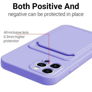 Fashion Sleek Phone Case For Iphone 11 Cases Card Slot Silicon Iphone 13 Pro Max 12 13 Mini Covers Elegant Simple Ultra-thin Back Mobile Phone Case with Card Holder