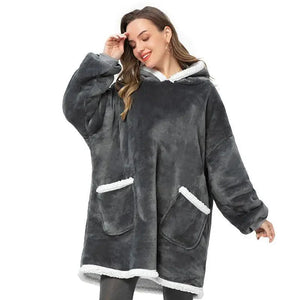 Fashion Winter Oversized Hoodie Women Sweatshirt Hooded Bathrobe Coats Blanket With Sleeves Fleece Christmas TV Blanket Warm Blank Flannel Hoodie Cozy Plush Blanket Hooded Blanket Design Hoodie For Men Women