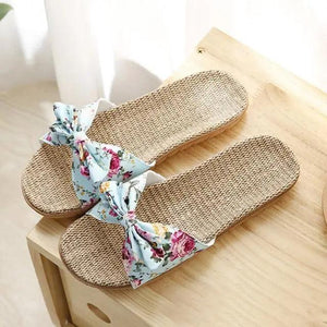 Fashion Woman Beach Floral Pattern Butterfly Knot Slippers Unique Flat Flip Flops Design For Women Outdoor Home Slippers