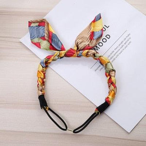 Fashion Women Chiffon Floral Bowknot Braid Headbands Ladies Girl Rabbit Ears Hairband Elastic Banana Leaf Beach Gorgeous Hair Accessories For Women