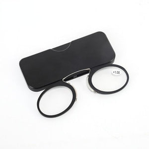 Fashionable Design Stick On Phone Mini Clip Nose Bridge Reading Glasses With Mini Folding Case Reading Men Ultralight Glasses Lightweight Frames Eyewear