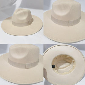 Fashionable Fedora Hats Women Wide Brim Dress Caps  Women's Fedora Hats Elegant Wide Brim Fedora Hat  Wedding Men Hat Warm Retro Style Belt 56-58cm