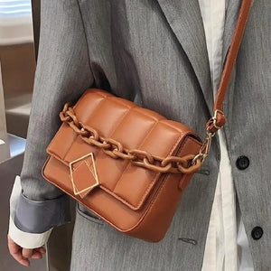 Fashionable Women's Bag Autumn Winter Female Literary Single-Shoulder Bag Chain Design Cross-Body Bag Trendy Women's Bag