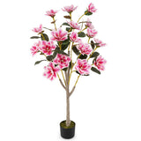 Faux Wedding Flower Plant with Elegant PEVA Leaves and Multi-branch Trunks-Pink