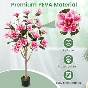 Faux Wedding Flower Plant with Elegant PEVA Leaves and Multi-branch Trunks-Pink