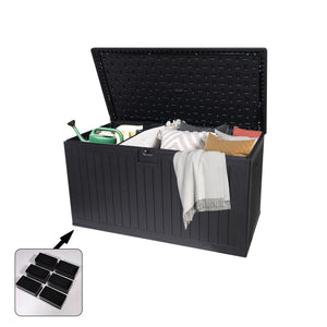 260 Gallon Waterproof Outdoor Deck Box, Resin, Lockable Patio Storage for Cushions and Garden Tools, Black