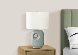 Lighting, 26'h, Table Lamp, Green Ceramic, Ivory / Cream Shade, Contemporary, Modern
