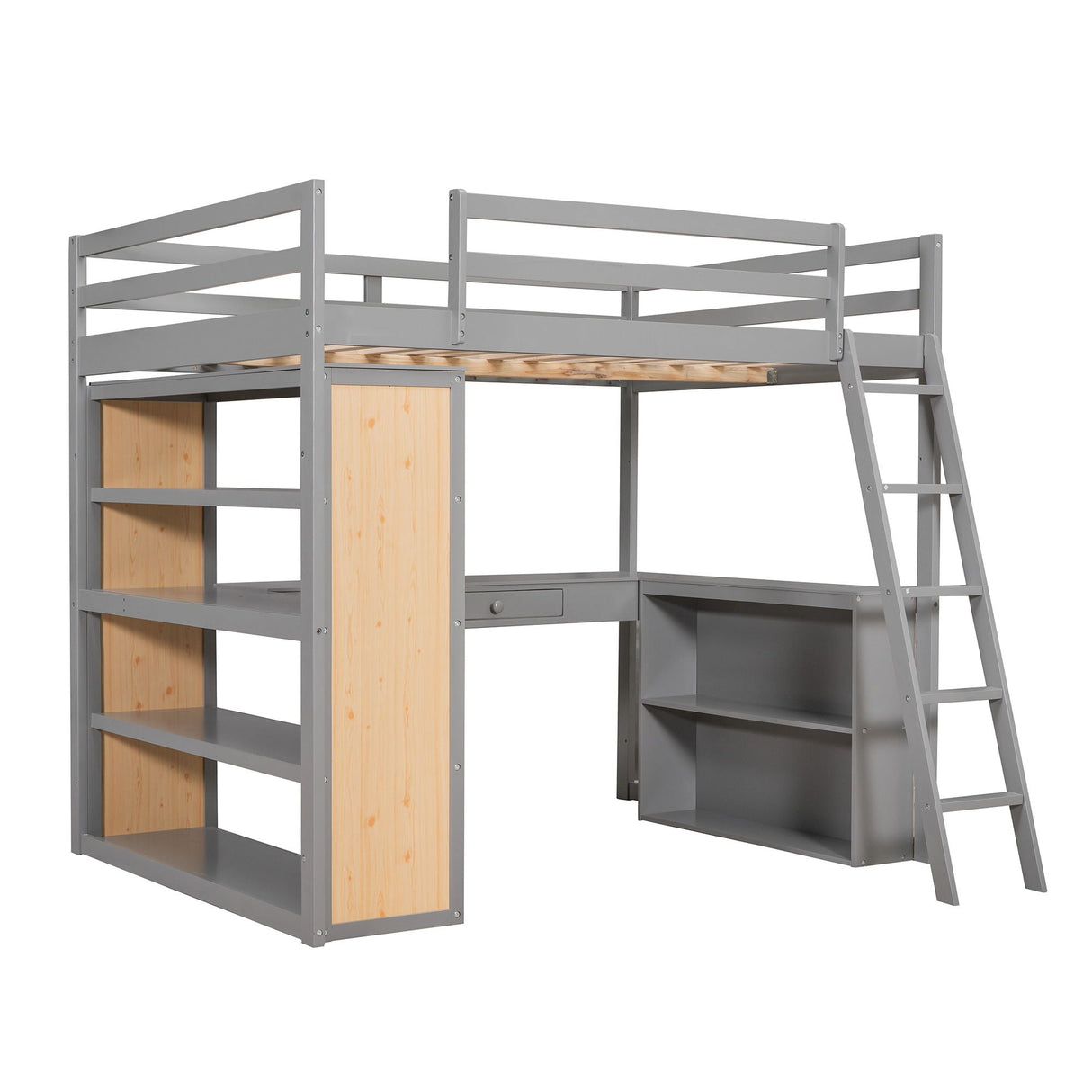 Loft Bed With Ladder, Shelves, And Desk by Couch.com