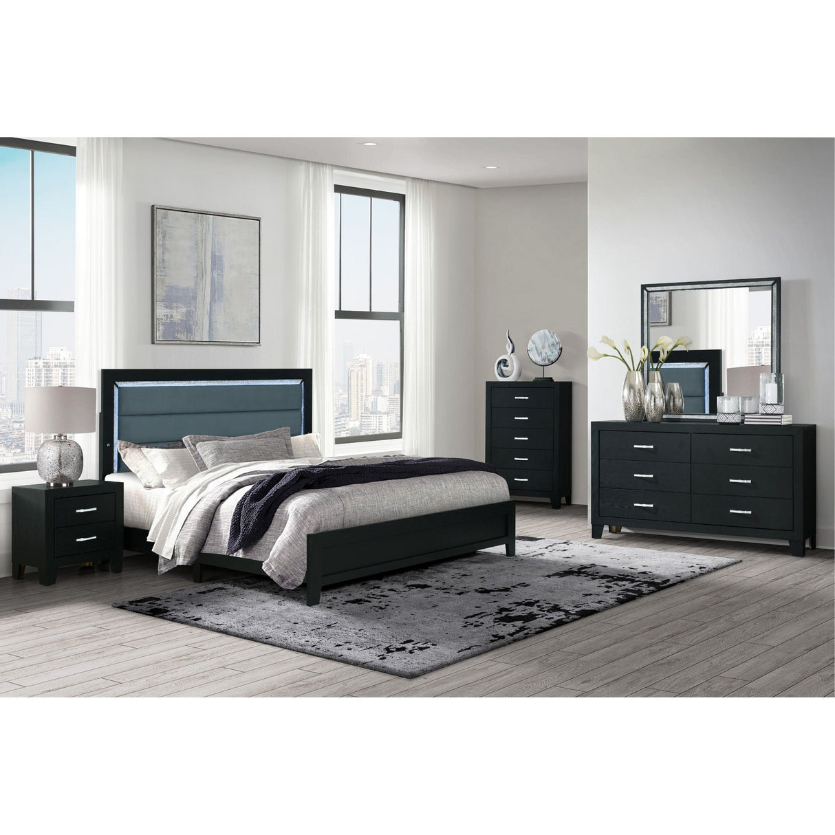 Carlos - 5 Pieces Queen Bedroom Set - Black by Couch.com