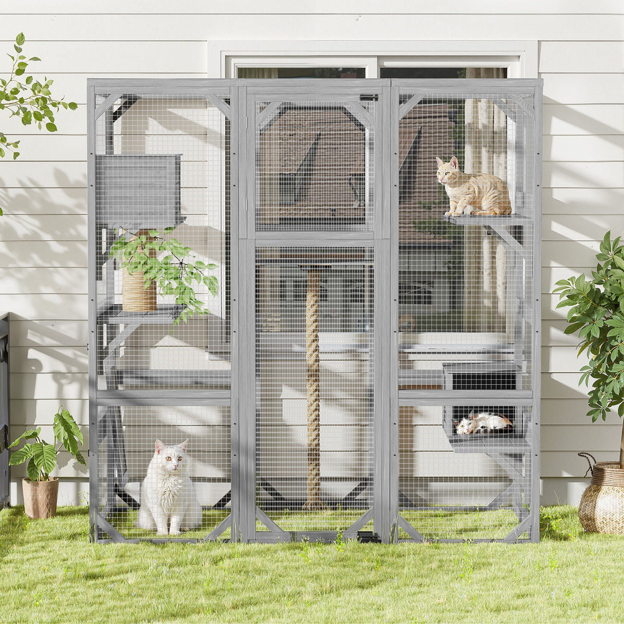 Outdoor Cat House, Diy Cat Enclosure Catio With Double Enter Doors by Couch.com