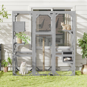 Outdoor Cat House, Diy Cat Enclosure Catio With Double Enter Doors by Couch.com