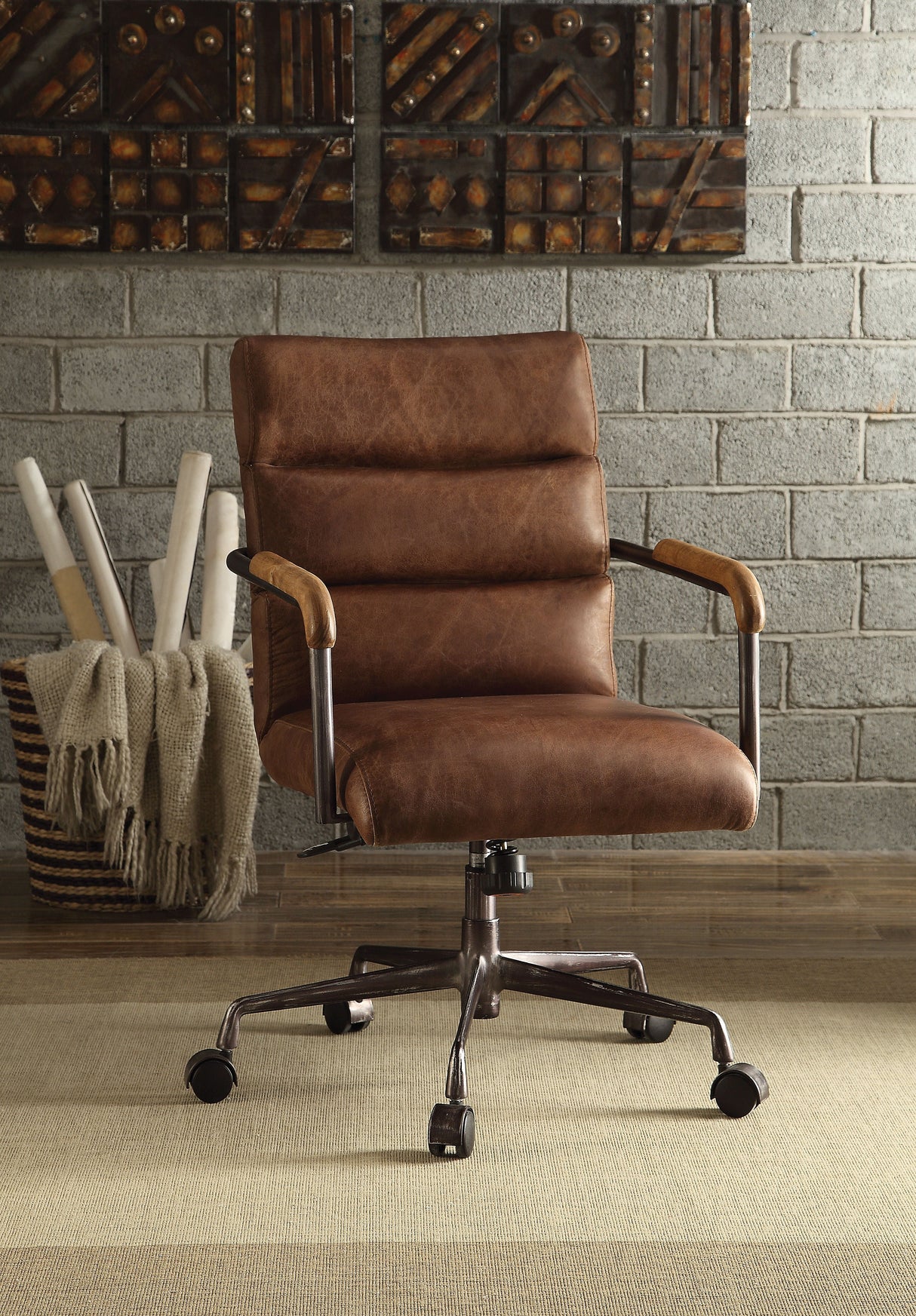 Harith - Retro Top Grain Leather Office Chair by Couch.com