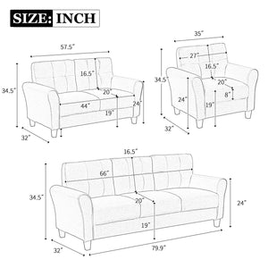 Modern Living Room Sofa Set Linen Upholstered Couch Furniture For Home Office by Couch.com