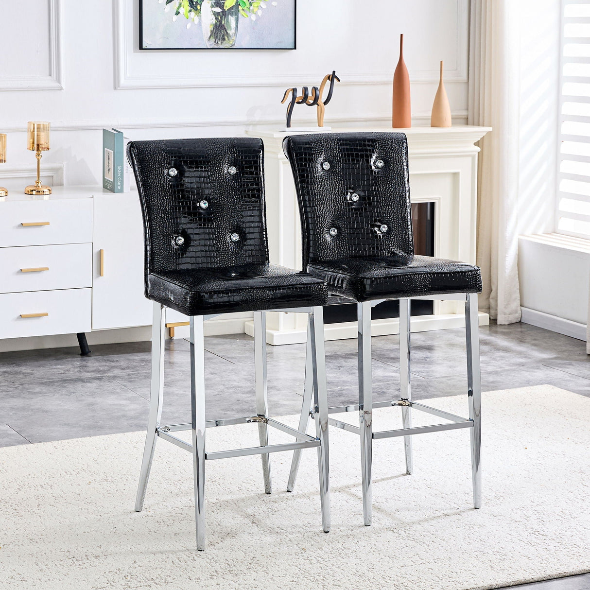 Bar Chairs & Crystal Clasp Design (Set of 2)