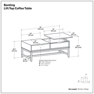 Banting - Lift Top Coffee Table - Walnut Brown