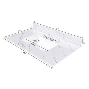 Bianco Carrara Venato Elegant Marble Vanity Top, Bathroom Vanity With Undermount Sink, Sintered Stone by Couch.com