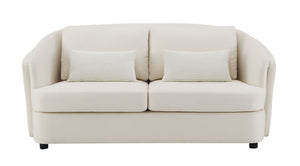 Mariko - Linen Loveseat With 2 Toss Pillows - Beige by Couch.com