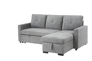 Serenity - Fabric Reversible Sleeper Sectional Sofa With Storage Chaise - Gray by Couch.com