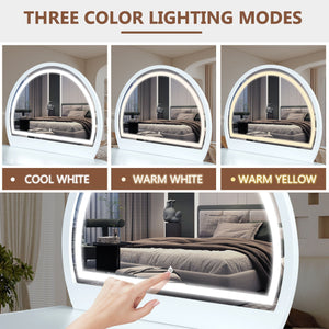 Couch.com Makeup Vanity Table With Mirror Touch Screen Lighted Mirror, Dressing Table With Drawer For Bedroom White, with Storage, Durable Design, Wood Construction, White Finish by Couch.com