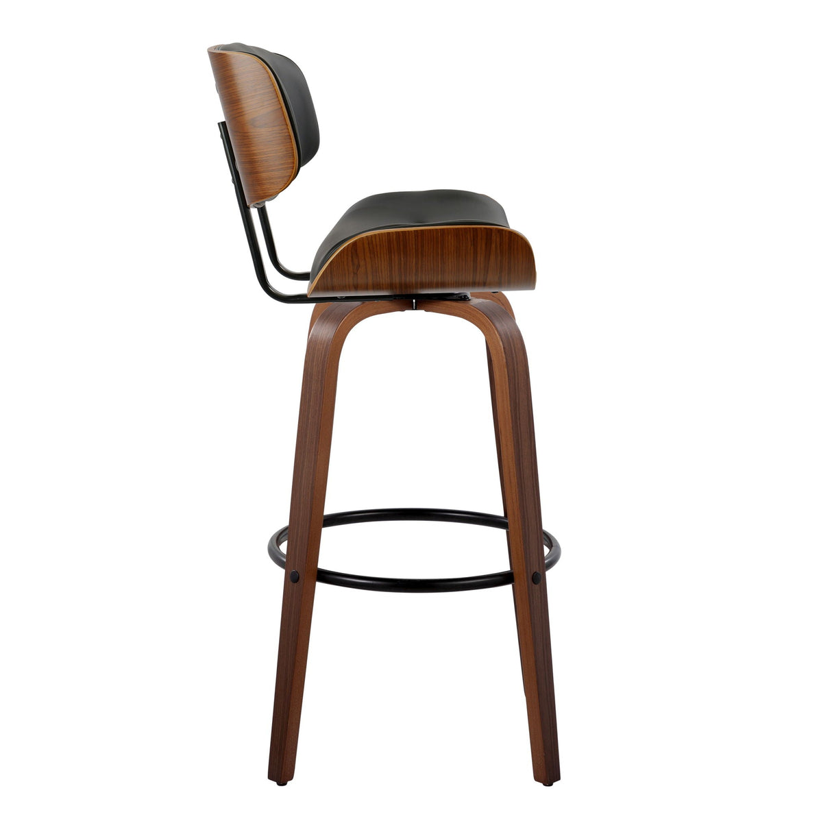 Lombardi - Mid-Century Modern Fixed Height Barstool With Swivel With Round Footrest (Set of 2) by Couch.com
