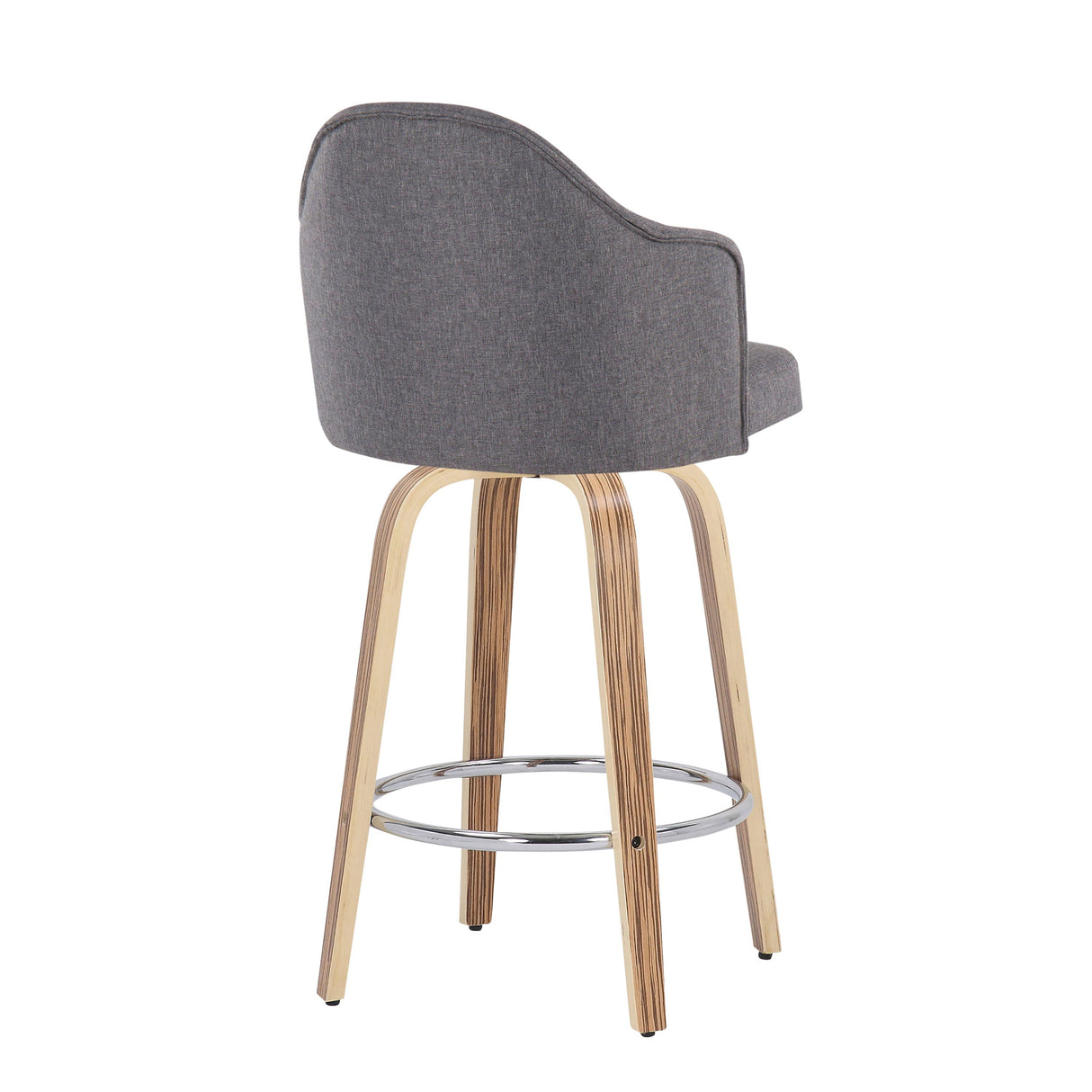 Ahoy - Mid-Century Modern Fixed Height Counter Stool With Zebra Legs / Round Chrome Footrest (Set of 2) - Gray by Couch.com