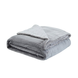 Zakary Flannel Reversible Heathered Sherpa Throw Blanket