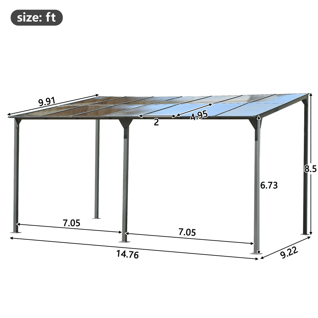 Outdoor Wall Mounted Gazebo With Sloped Roof Design, Uv Protection, And Durable Iron Frame - Gray by Couch.com