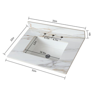 Vanity Top With Undermount Sink And Backsplash, Sintered Stone by Couch.com