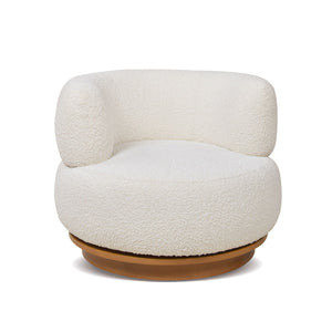Fuji - 360 Swivel Low Barrel Back Accent Chair - Ivory White by Couch.com