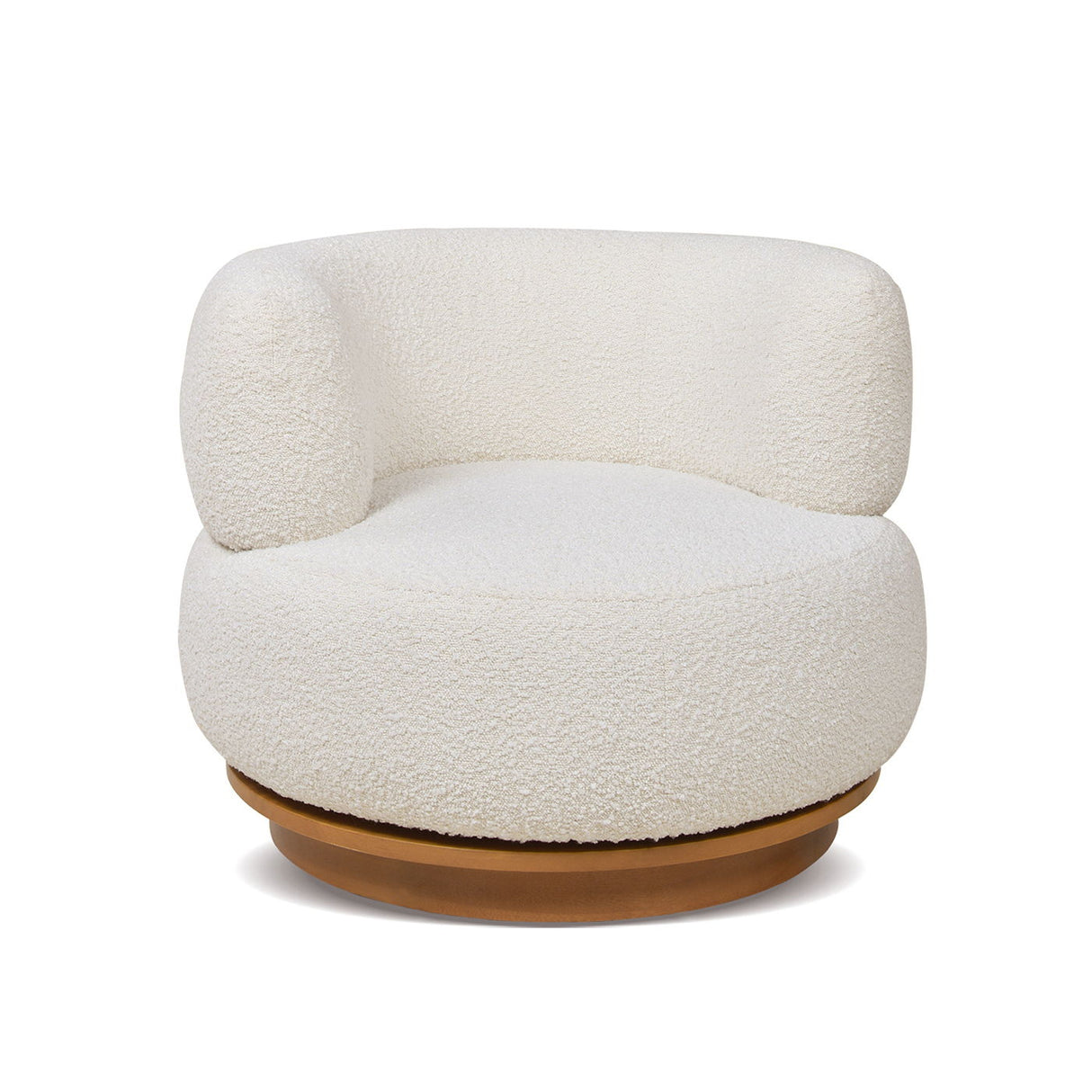 Couch.com Fuji 360 Swivel Low Barrel Back Accent Chair Ivory White, Fabric Construction, White Finish by Couch.com
