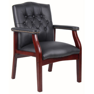 Leather Reception Guest Chairs With Padded Seat And Arms Ergonomic Mid-Back Office Executive Side Chair For Meeting Waiting Room Conference Office Guest Chairs - Black by Couch.com