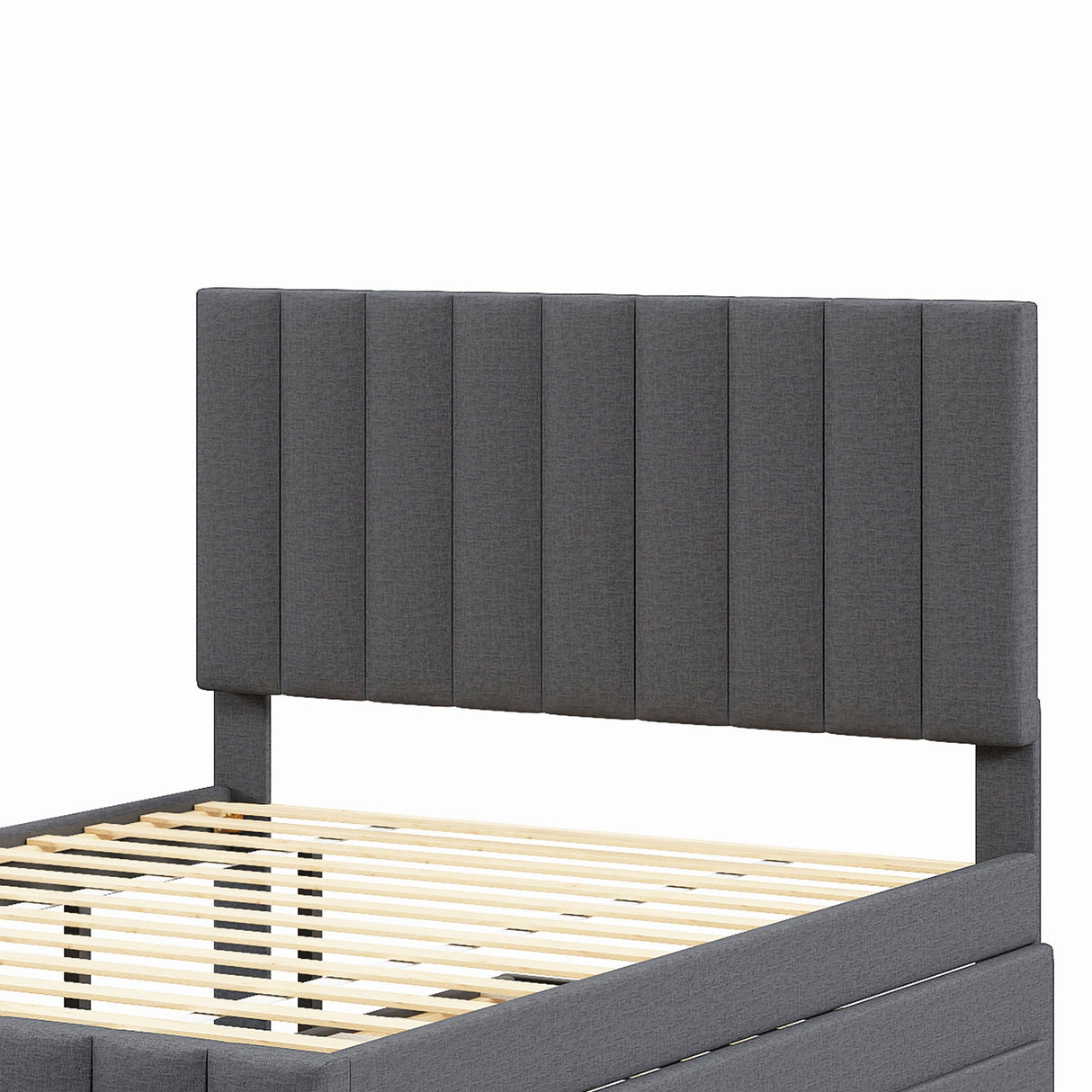 Upholstered Platform Bed With Twin Size Trundle And 3 Drawers by Couch.com