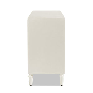 Couch.com Mahal Hand Painted Mandala Lacquered Sideboard Ivory Off-White, Durable Design, Weather-Resistant, Wood Construction, White Finish by Couch.com